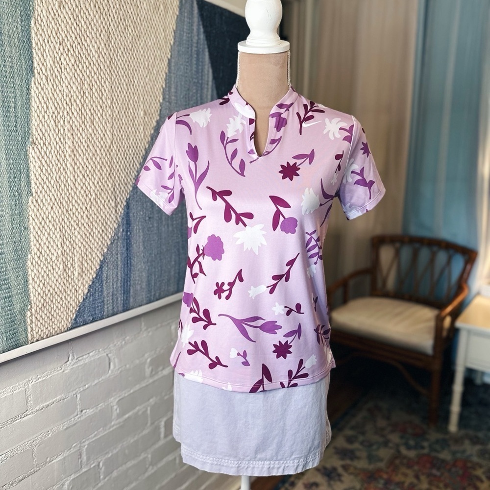 Nike Dri-Fit Purple Floral Short Sleeve Shirt